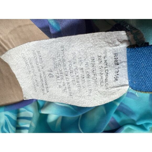 Maxine Womens Vintage Blue Tropical Floral Shirred Front One Piece Swimsuit 16 - Picture 8 of 14